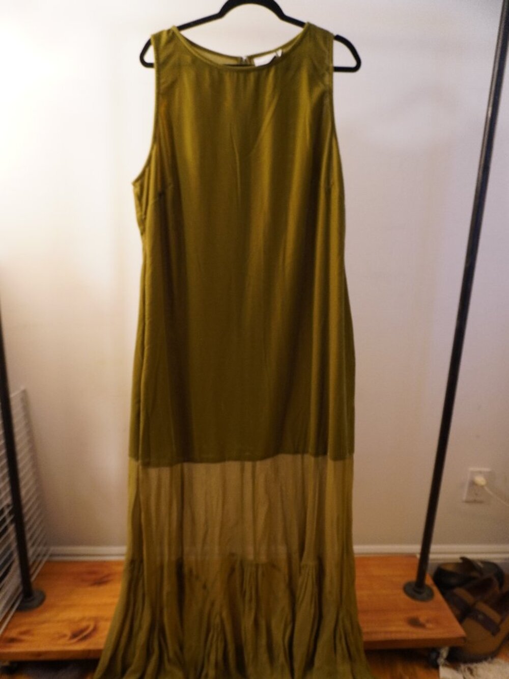 ASOS Curve Chartreuse Velvet Sheer Maxi Dress US 16